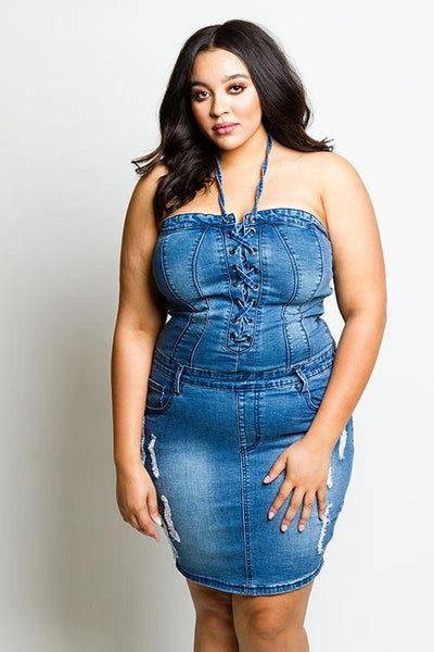 Plus Size Sexy Lace Up Denim Dress Plussizefix