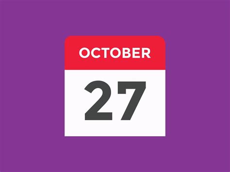 october 27 calendar reminder. 27th october daily calendar icon template. Calendar 27th october ...