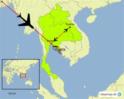 Stepmap Laos Thailand Landkarte F R Asien