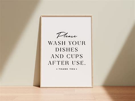 Printable Clean up Kitchen Sign: Please Wash Your Dishes and Cups After