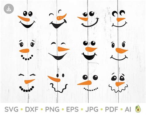 Snowman Face Svg, Cricut, Silhouette, PNG, PDF, Christmas SVG, Cricut ...