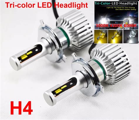 1 Set H1 H4 H7 H11 9005 6 9012 60w 8000lm Tri Color Led Headlight