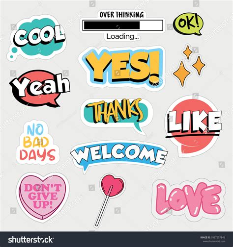 Set Flat Design Social Media Stickers Stock Vector (Royalty Free) 1937257843 | Shutterstock