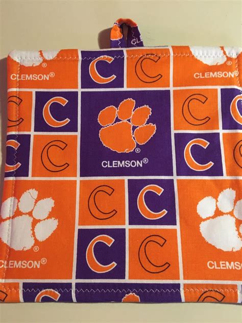 2 Pc Set Clemson Tigers Handmade Potholder T Set Etsy