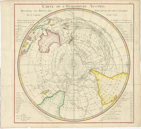 Carte De L Hemisphere Austral Benard 1778