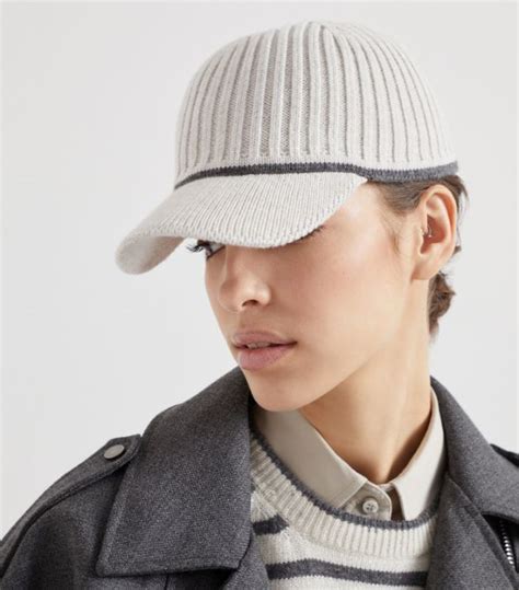 Womens Brunello Cucinelli Neutrals Virgin Wool Blend Baseball Cap