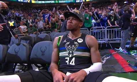 Giannis Antetokounmpo sat to take in moment after winning NBA title