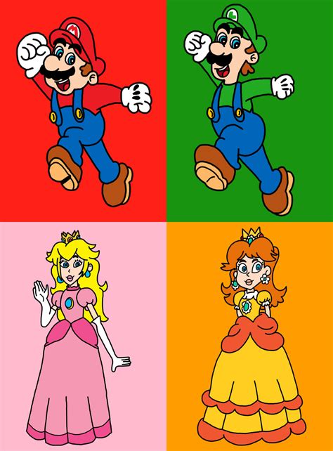 Mario, Luigi, Peach, and Daisy by IAmAutism on DeviantArt