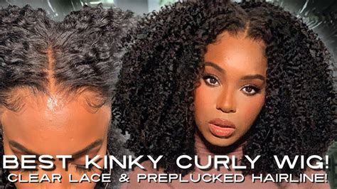 BEST KINKY CURLY WIG FOR BEGINNERS PREPLUCKED CLEAR LACE FRONT WIG