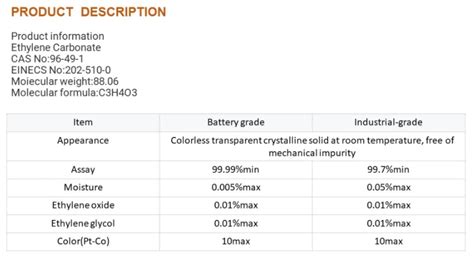 Battery Grade Industry Grade Ethylene Carbonate For Hand Sanitizer