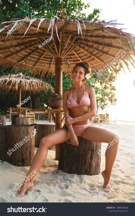 Sexy Woman Wearing Bikini Sitting Beach Stock Photo Shutterstock