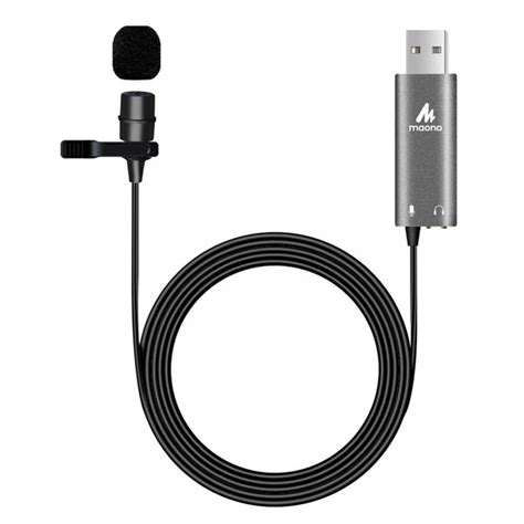 Петличный USB микрофон со звуковой картой Maono AU-UL20 Black/Grey ...