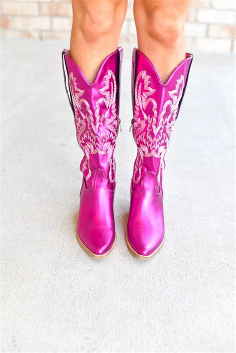 Broadway Girls Hot Pink Cowboy Boots Three Cords Boutique