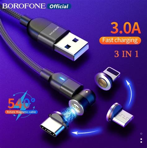 Borofone Bcc 3 In 1 Magnetic Quick Charger Usb 3a Cable Fast Charging