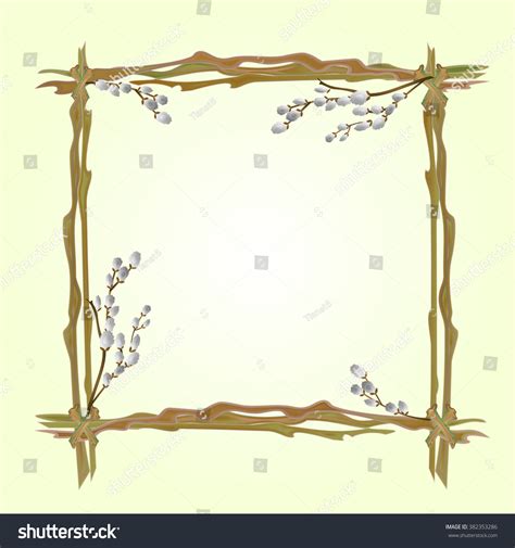 Frame Pussy Willow Branch Spring Background Stock Vector Royalty Free Shutterstock