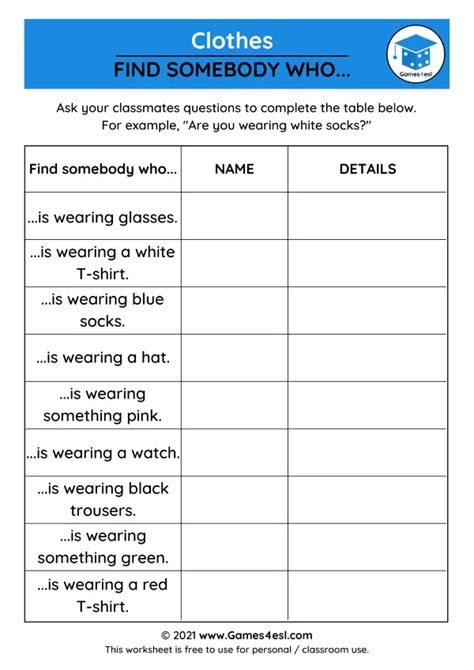 Free Find Someone Who Worksheets Games4esl