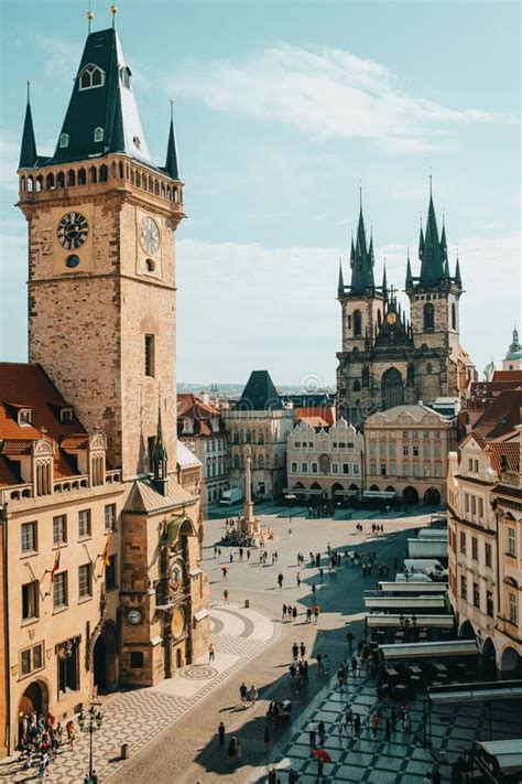 Old Prague Town Square With Church Of Our Lady Before Tyn Astronomical