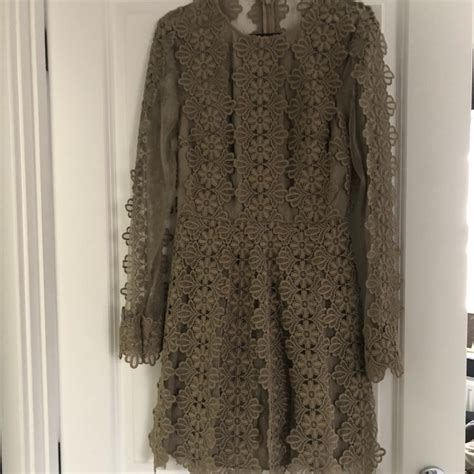 Asos Design Lace Mesh Dress In Nude Worn Once Depop