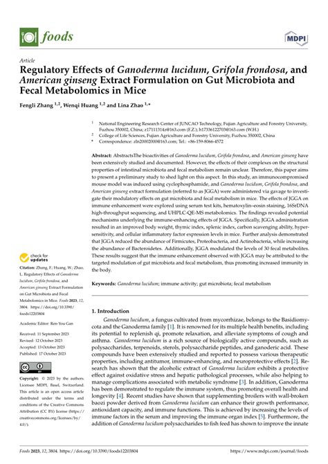 Pdf Regulatory Effects Of Ganoderma Lucidum Grifola Frondosa And