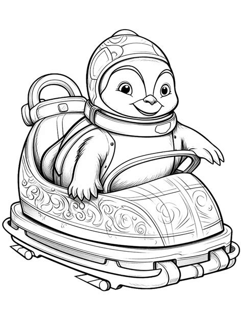 Premium Photo A Cartoon Penguin Is Riding On A Bumper Car Coloring