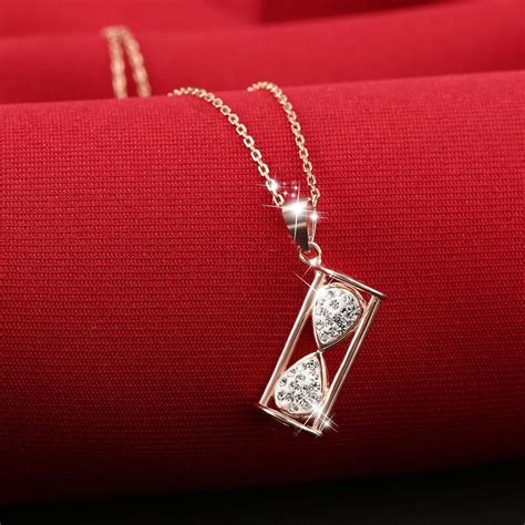 Rhinestone Silver Hourglass Pendant Necklace – Heirloom Hourglass