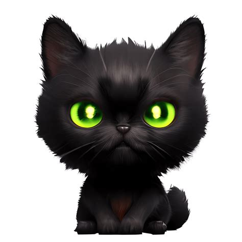 Cute Black Cat Fluffy Clip Art Kawai Chibi Hyper Realistic · Creative