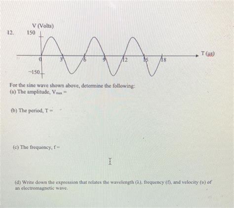 Solved For the sine wave shown above, determine the | Chegg.com