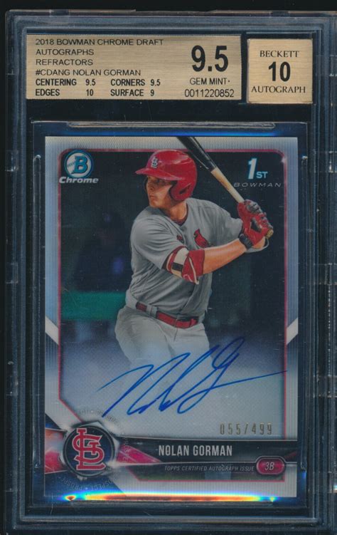 Bgs Nolan Gorman Auto Bowman Chrome Draft Refractor Rc