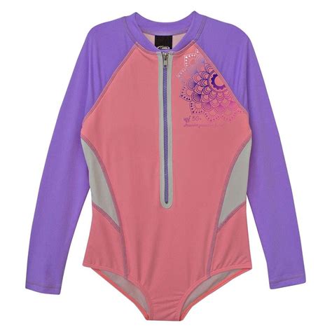 Body Bikini Rosa con Morado Cuello Henley con Cierre al Frente Skysoul para Niña
