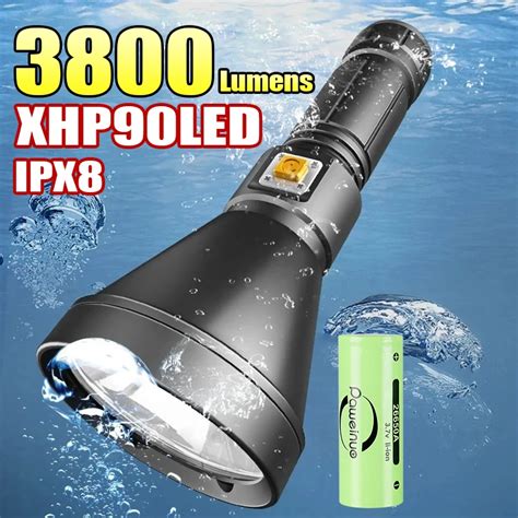 2024 Newest XHP90 Underwater Torch Most Professional Diving Flashlight