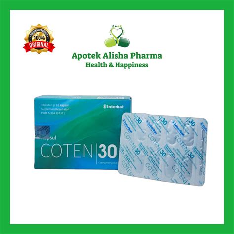 Jual Coten 30mg Kapsul Strip 10kapsul Koten Coenzym Q10 Kapsul