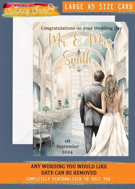 Personalised Wedding Day Card Bride Groom Congratulations Mr Mrs