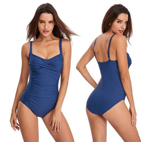 Womens One Piece Irregular Swimwear High Waist Shapewear One Color Sexy Bikini Beach Swimsuit