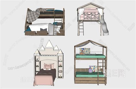 现代风格 高低床 上下铺模型su模型下载 Id103170062 建e网su模型