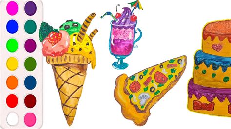 How To Draw Fooddrawing Book For Kids Pizza Ice Cream Cake Very