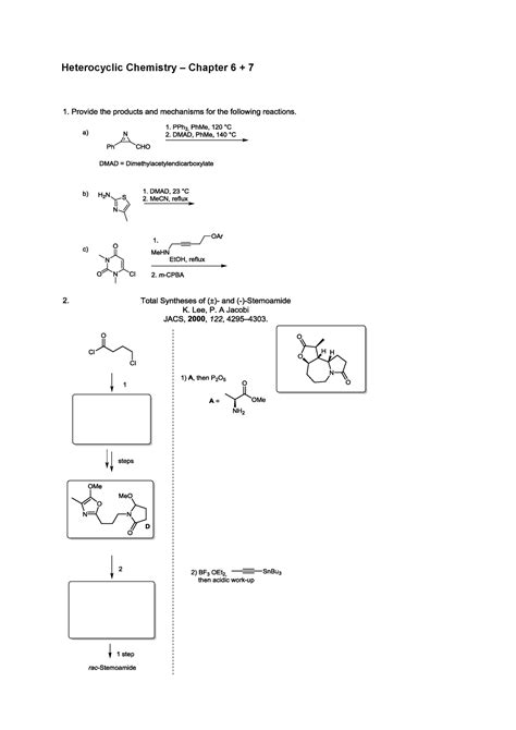 Aufgaben Angabe Bungsblatt Zur Vorlesung Heterocyclen Und