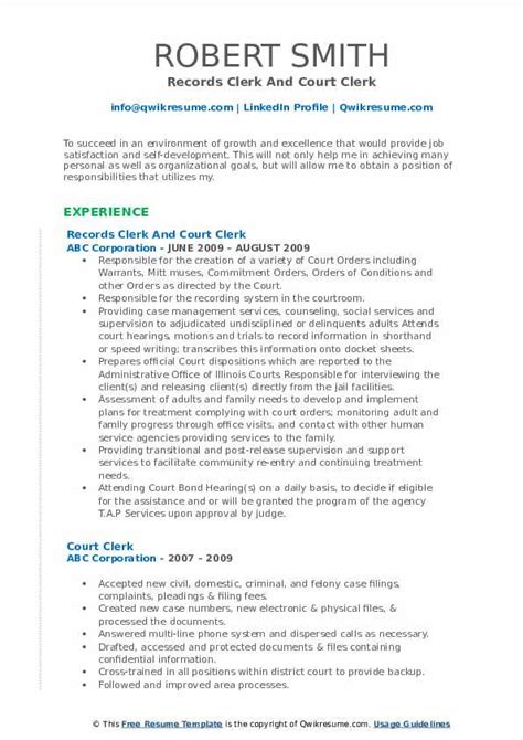 10+ Court Clerk Resume Samples & Templates for 2025