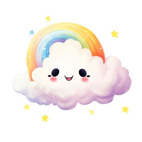 Premium AI Image There Is A Cartoon Cloud With A Rainbow In The Sky