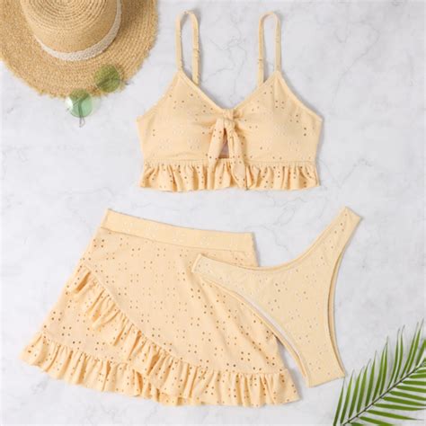 Sexy Three Piece Women Swimsuit Set Hip Hugging Skirt Split Bikini High Waist EBay