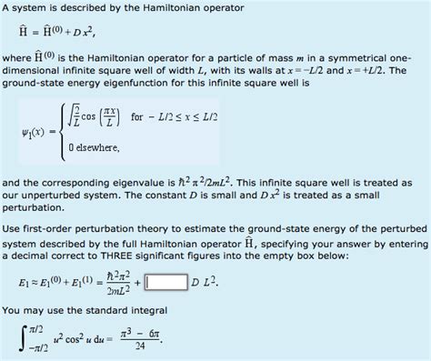 Solved A System Is Described By The Hamiltonian Operator H Chegg