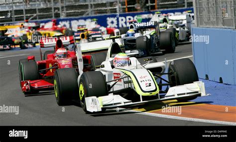 Brazilian Formula One Driver Rubens Barrichello Of Brawn Gp Leads