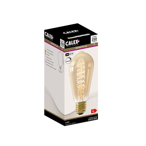 Calex Spiral Filament Led Lamp E27 St64 Gold 3 8w Dimmable