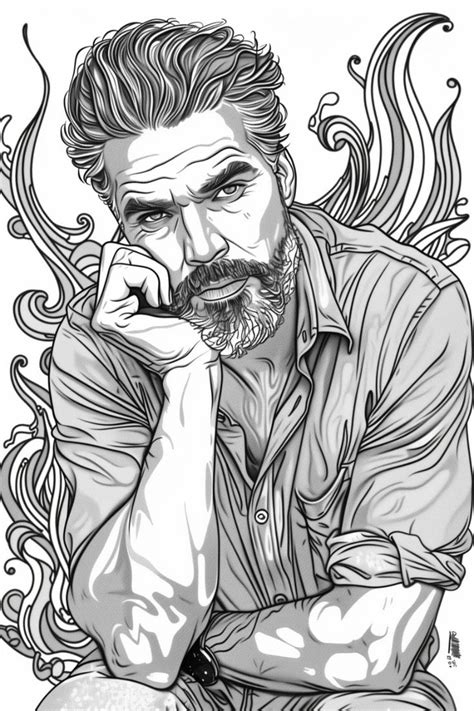 Handsome Man Coloring Page In Coloring Pages Line Art Drawings