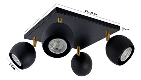 Lumin Ria Plafon Led Bidirecional De Teto Gioluce Cor Preto Mov