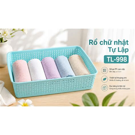 Rổ nhựa chữ nhật TỰ LẬP TL1-998 - 34.8 X 25.8 X 8cm | Shopee Việt Nam