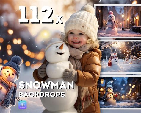 112 Snowman Backdrops Digital Download Photoshop Overlays, Christmas ...