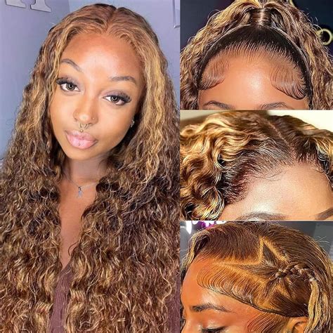 Amazon Chesma 28inch Highlight Ombre Lace Front Wig Human Hair 13x4 HD Honey Blonde 4 27