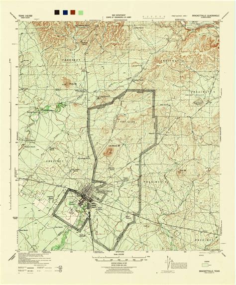 Brackettville Texas 1944 USGS Old Topo Map Reprint 15x15 TX Quad