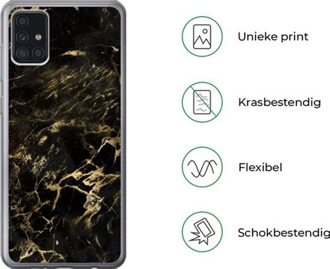 Samsung Galaxy A G Hoesje Zwart Goud Verf Siliconen