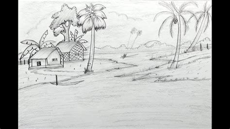 Village Scene Sketch at PaintingValley.com | Explore collection of ...